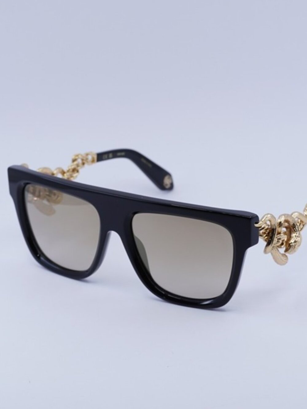 Roberto Cavalli SRC014M 700G Sunglasses Black Aviator Frame, Brown Lenses